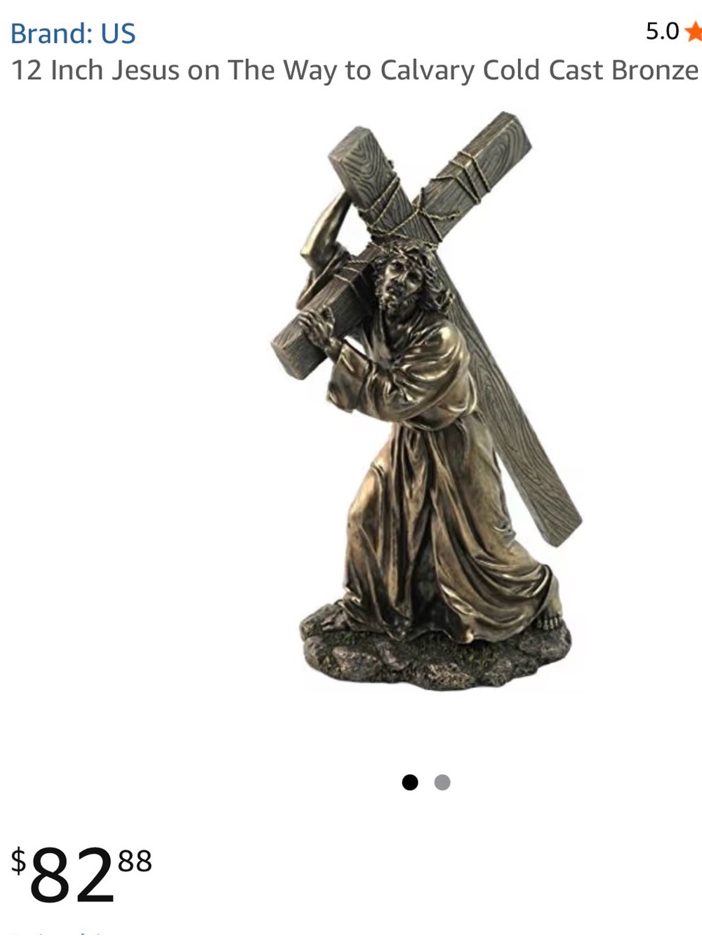 12 inch Jesus on the way to Calvary Cold Cast Bronze Figure